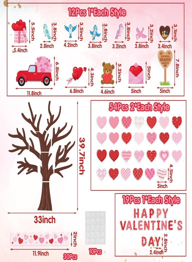 CPicdn 136Pcs Valentine’s Day Tree Bulletin Board Classroom Decoration Set Heart Bulletin Board Name Tags Hearts Tree Cutouts Chalkboard Wall Decor for Elementary School Home Valentines Supplies - Image 2