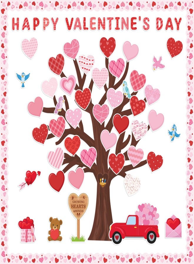 CPicdn 136Pcs Valentine’s Day Tree Bulletin Board Classroom Decoration Set Heart Bulletin Board Name Tags Hearts Tree Cutouts Chalkboard Wall Decor for Elementary School Home Valentines Supplies - Image 1