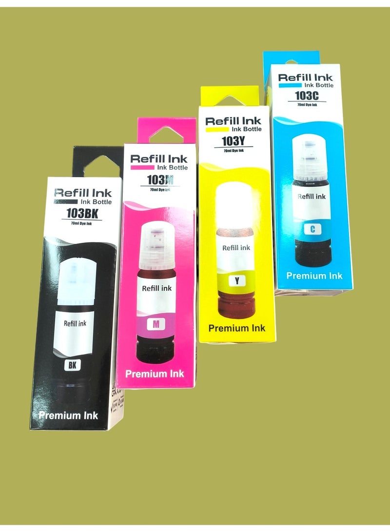 دعني حبر LET MY Ink 103 متوافق مع خراطيش إبسون Eco Tank L3110 L3111 L3150 L3156 L3160 L3210 L3211 L3250 L3251 L3252 L3256 L3260 L3266 L3550 L3560 L5190 L5290 L5296 L5590 L11050 (مجموعة من 4 ألوان) - Image 4