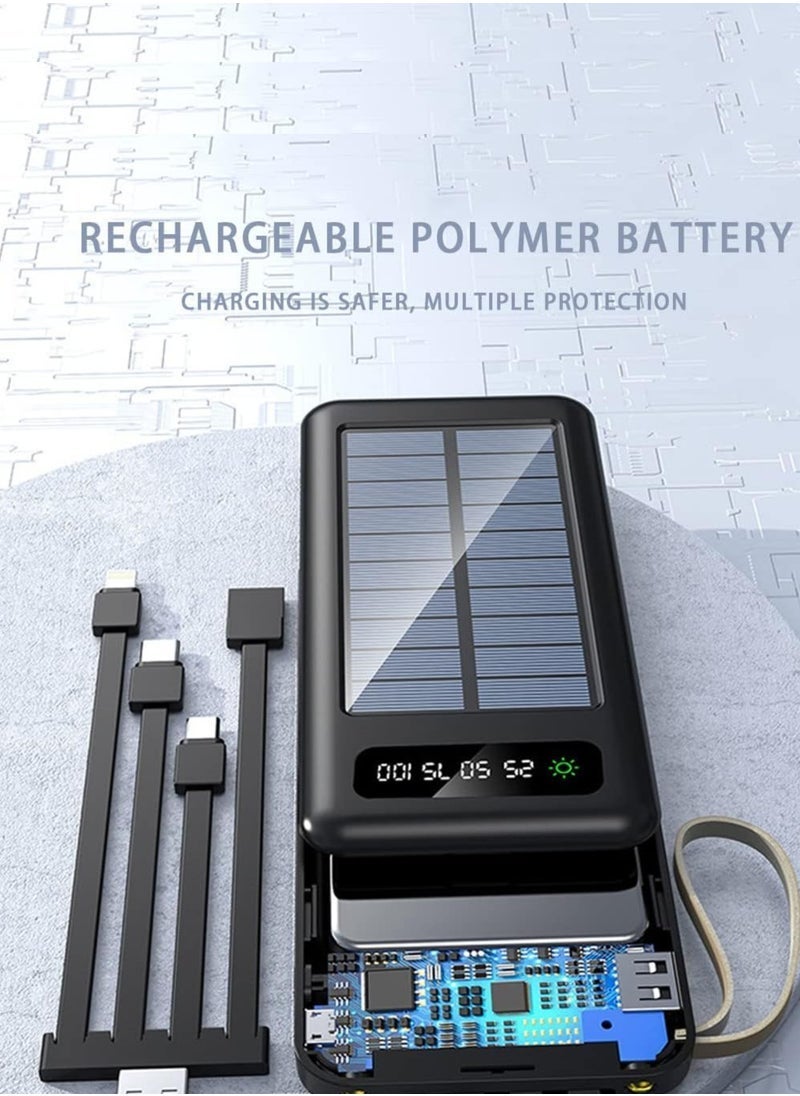 TIGER Ultra-Thin 10,000mAh Solar Power Bank | Built-in Charging Cable, Portable Stand & Universal Fast Charging | Large Capacity Compact Mobile Power Supply (Black) - Image 3