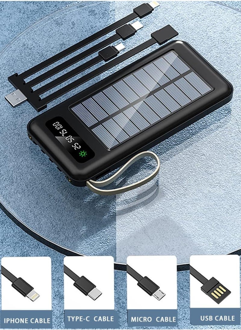 TIGER Ultra-Thin 10,000mAh Solar Power Bank | Built-in Charging Cable, Portable Stand & Universal Fast Charging | Large Capacity Compact Mobile Power Supply (Black) - Image 4