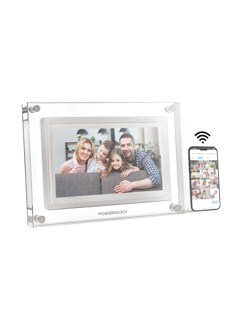 Powerology 10 inch Smart Frame Digital Photo Display / Wireless Instant Sharing / Smart Photo Centering / Touch Frame Display / Work with Frameo APP / Wireless Sharing Picture to the Frame - White  - Image 2