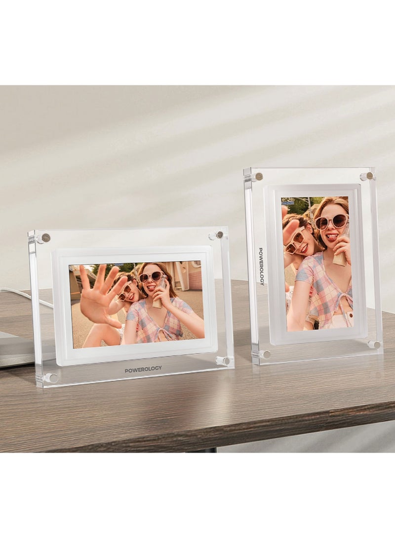 Powerology 10 inch Smart Frame Digital Photo Display / Wireless Instant Sharing / Smart Photo Centering / Touch Frame Display / Work with Frameo APP / Wireless Sharing Picture to the Frame - White  - Image 3