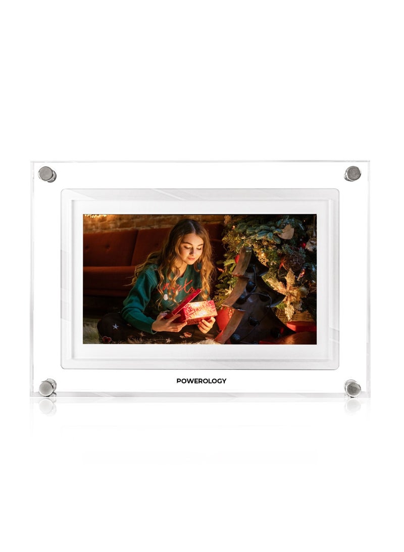 Powerology 10 inch Smart Frame Digital Photo Display / Wireless Instant Sharing / Smart Photo Centering / Touch Frame Display / Work with Frameo APP / Wireless Sharing Picture to the Frame - White  - Image 5