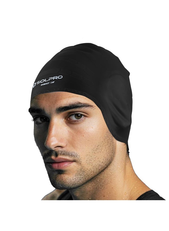SOLPRO Sunset Cay Swimming Cap (Black) - Image 1