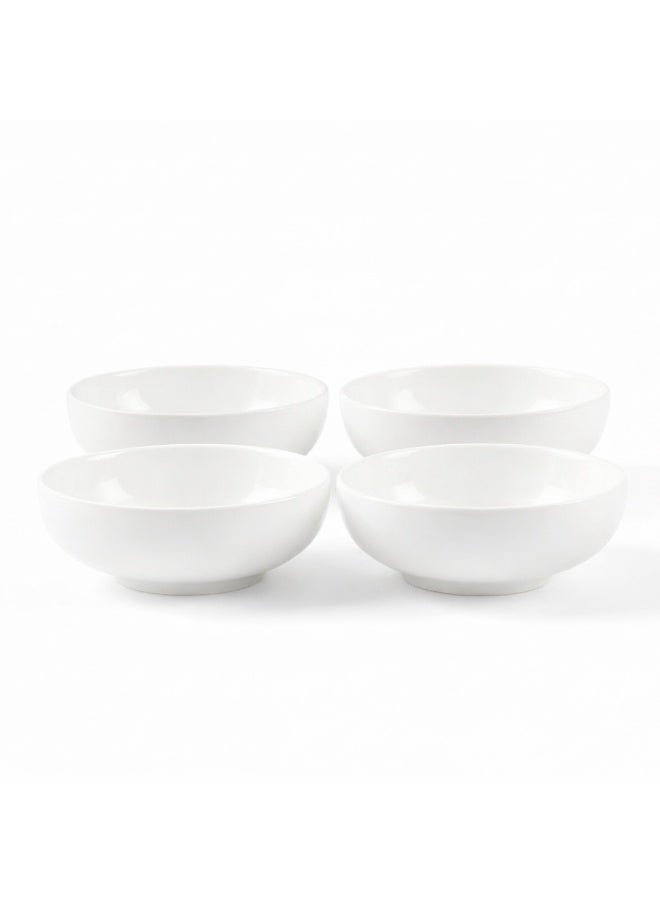 كويزين أرت أطباق كويزين آرت EFE من البورسلين الفاخر مقاس 5.5 بوصة (مجموعة من 4 قطع) | أطباق دائرية بيضاء فاخرة (14 × 14 × 5 سم) | أطباق بورسلين خفيفة الوزن مثالية للحساء والحبوب والوجبات الخفيفة والحلويات والاستخدام اليومي. - Image 1