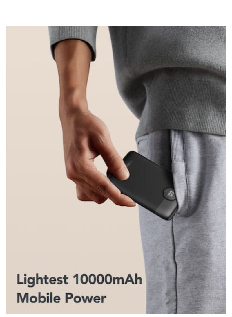 VEGER Power Bank 10000mAh and Built-in 2 Cables and LED Screen Compatible with all Devices Black - Image 3