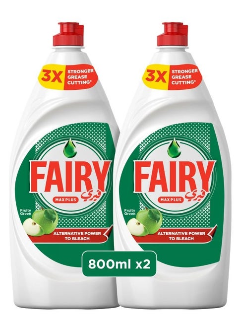 Plus Fruity Green Dishwashing Liquid Soap With Alternative Power To Bleach