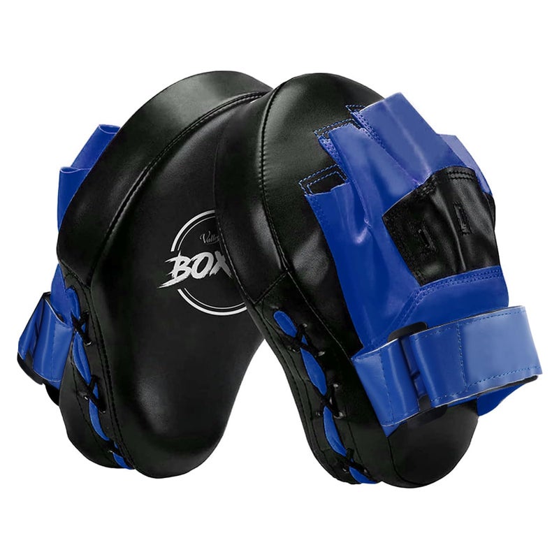 Valleycomfy Boxing Curved Focus Punching Mitts- Leatherette Training Hand Pads Ideal For Karate  Muay Thai Kick  Sparring  Dojo  Martial Arts(Blue) - Image 1