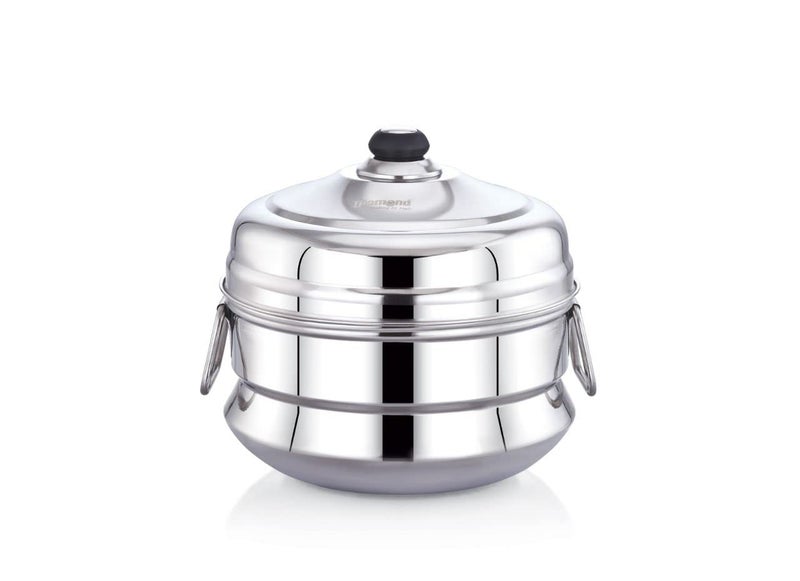 Diamond Diamond Stainless Steel Multi-Steaming Induction Base With 2 Idli Plates (9 Idlies), 1 Mini Idli Plate (15 Idlies), 1 Dhokla Plate, 1 Steamer Plate (Small), 3.70 Litres - Image 2