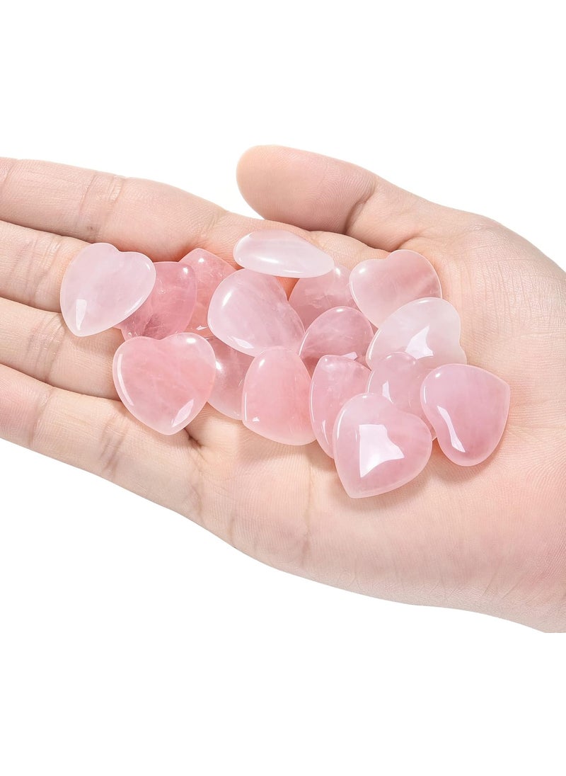 Jovivi Jovivi 10 Pcs 0.8" Heart Crystals Healing Stone Carved Natural Rose Quartz Crystal Heart Love Polished Gemstone Palm Worry Stones Reiki Meditation Home Decor Gift 