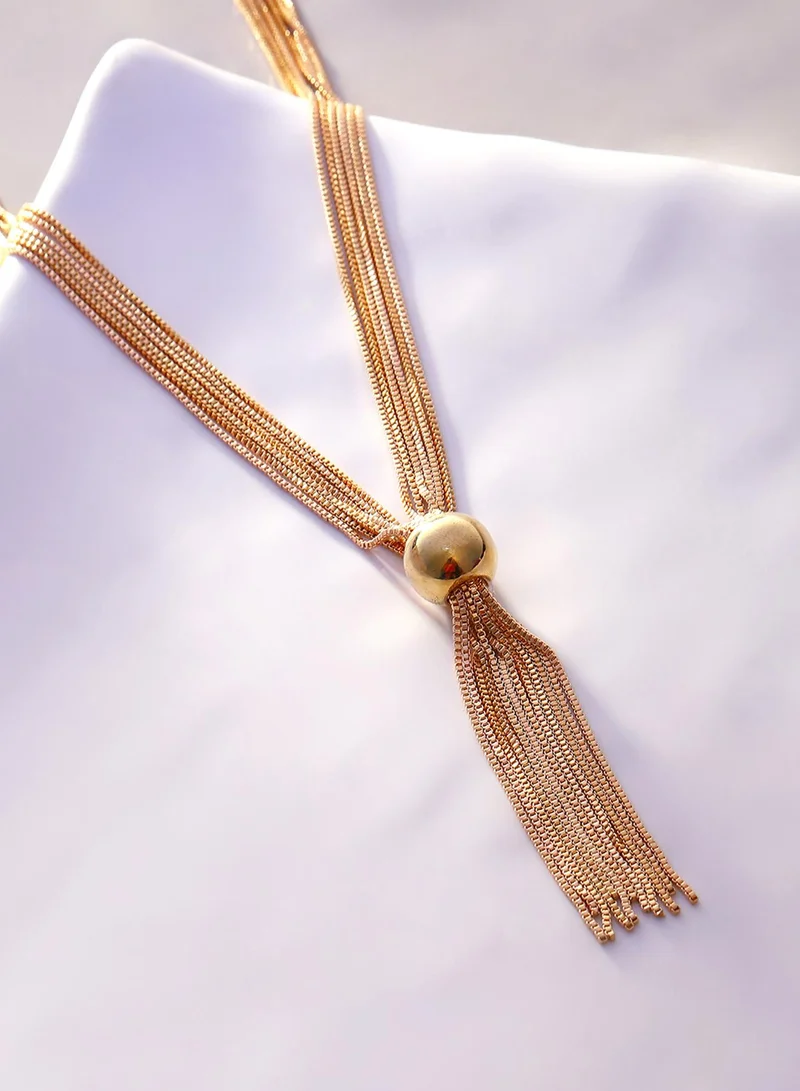 SOHI Ballchain Lariat Artificial Necklace Jewellery