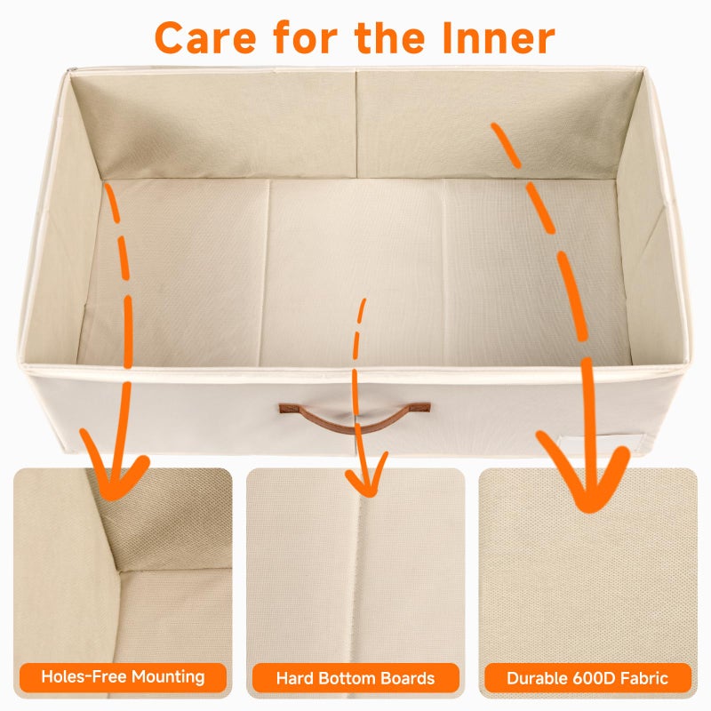 KitHero 6 Inches Under Bed Storage with Wheels Pack of 2, Underbed Shoe Storage Container Bin with Clear Lid Cover, Rolling Under Bed Drawer Storage Bag Basket for Shoe Organizer Sheet Sweater - White - Image 5