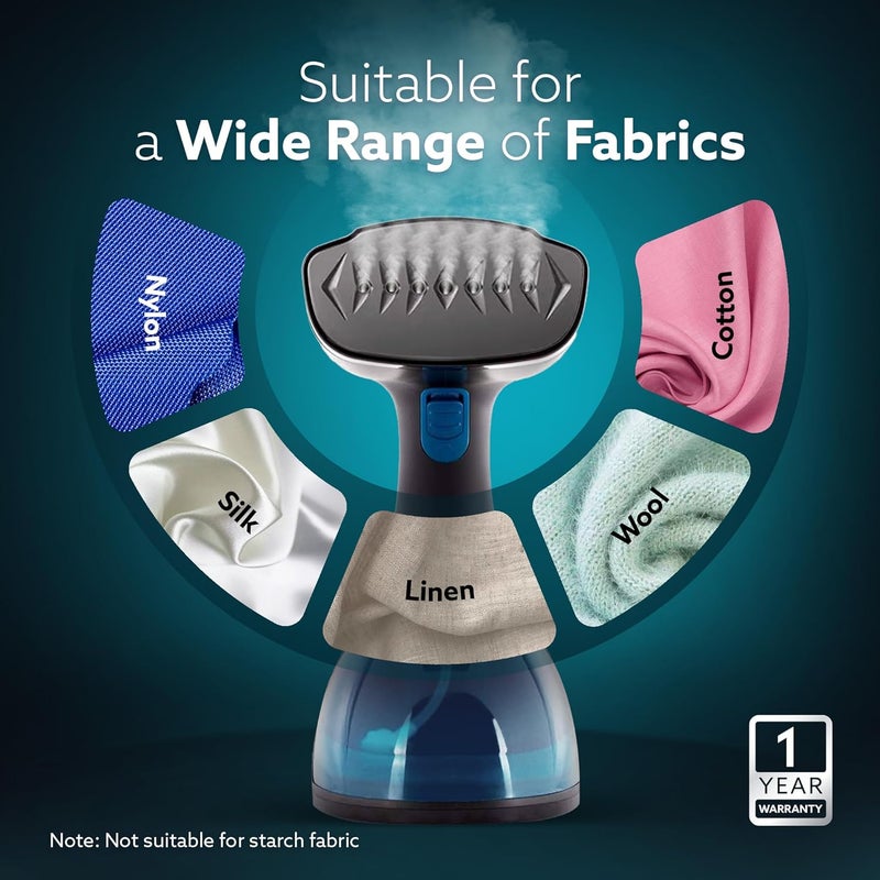 AGARO Signify Handheld Garment Steamer Wrinkle Remover Iron Fast Heat Ceramic Steam Nozzle 1500W 260 ML Water Tank Detachable Fabric Brush - Image 5