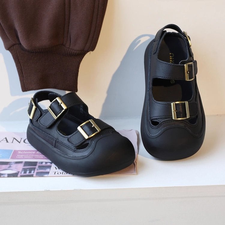 Children'S Sandals 2025 Summer Korean Style Boys' Soft Sole Toe Shoes Girls' Beach Shoes Anti-Kick Leather Shoes Boys - Image 3