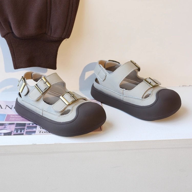 Children'S Sandals 2025 Summer Korean Style Boys' Soft Sole Toe Shoes Girls' Beach Shoes Anti-Kick Leather Shoes Boys - Image 4