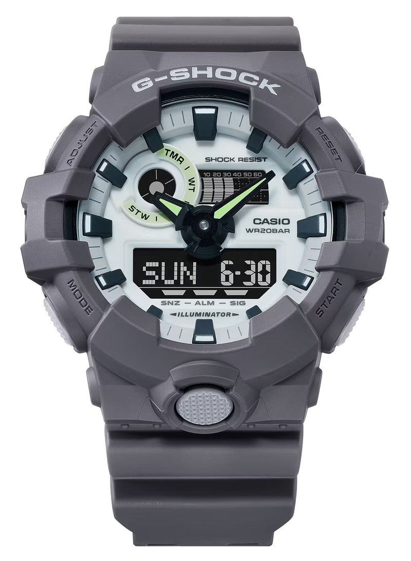 G-SHOCK ساعة يد رجالية أنالوج رقمية بسوار من الراتنج باللون الرمادي GA-700HD-8ADR - Image 3
