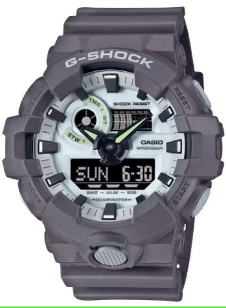 G-SHOCK ساعة يد رجالية أنالوج رقمية بسوار من الراتنج باللون الرمادي GA-700HD-8ADR - Image 1