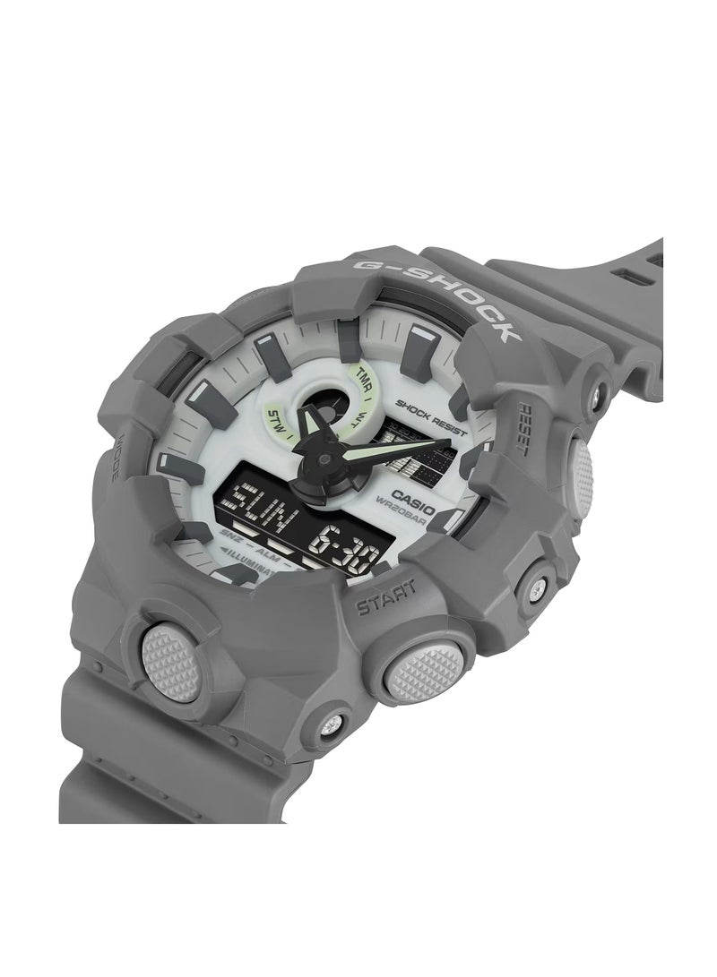 G-SHOCK ساعة يد رجالية أنالوج رقمية بسوار من الراتنج باللون الرمادي GA-700HD-8ADR - Image 2