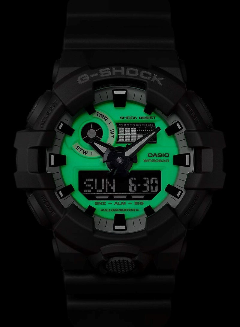 G-SHOCK ساعة يد رجالية أنالوج رقمية بسوار من الراتنج باللون الرمادي GA-700HD-8ADR - Image 4