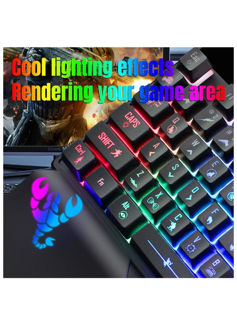 HXSJ - Back Light One-handed Non-mechanical Keyboard Black - Image 1