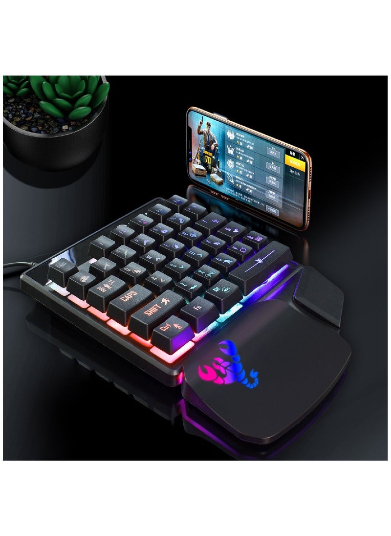 HXSJ - Back Light One-handed Non-mechanical Keyboard Black - Image 1