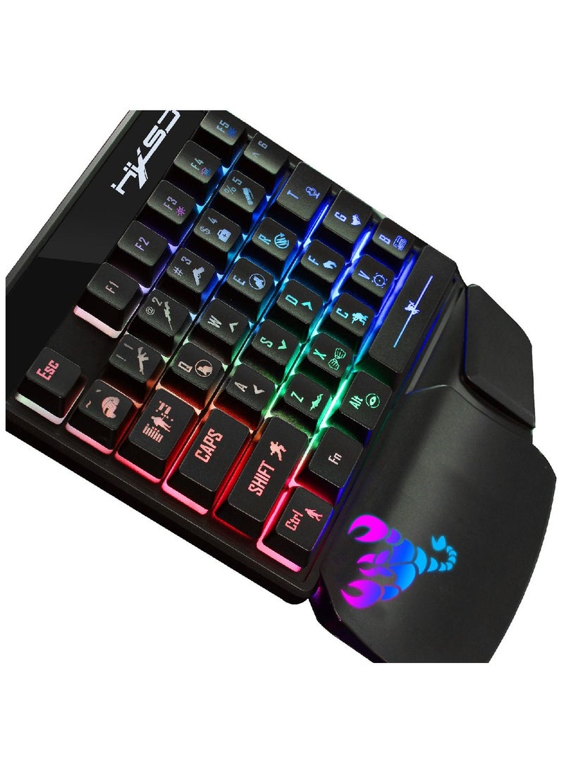 HXSJ - Back Light One-handed Non-mechanical Keyboard Black - Image 1