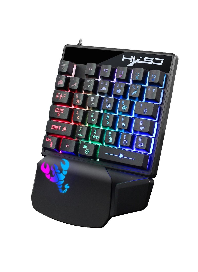 HXSJ - Back Light One-handed Non-mechanical Keyboard Black - Image 1