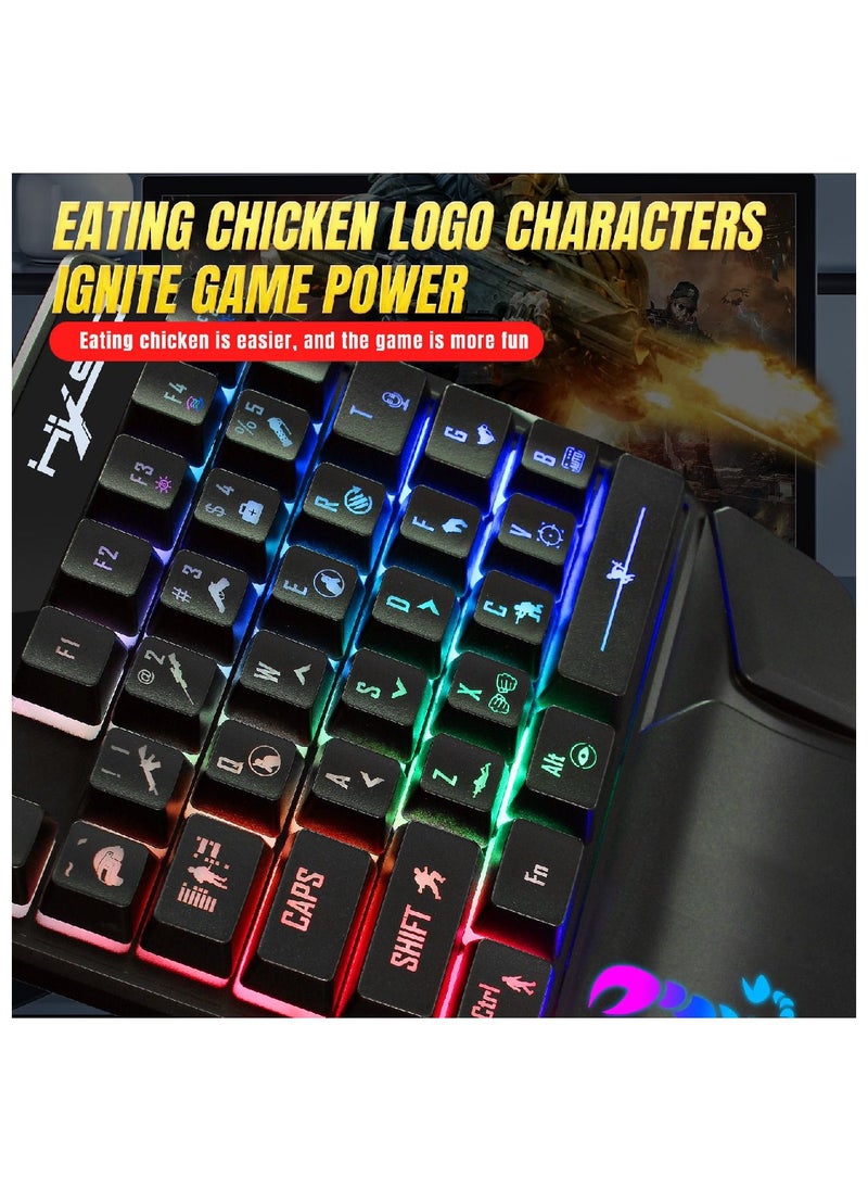 HXSJ - Back Light One-handed Non-mechanical Keyboard Black - Image 1