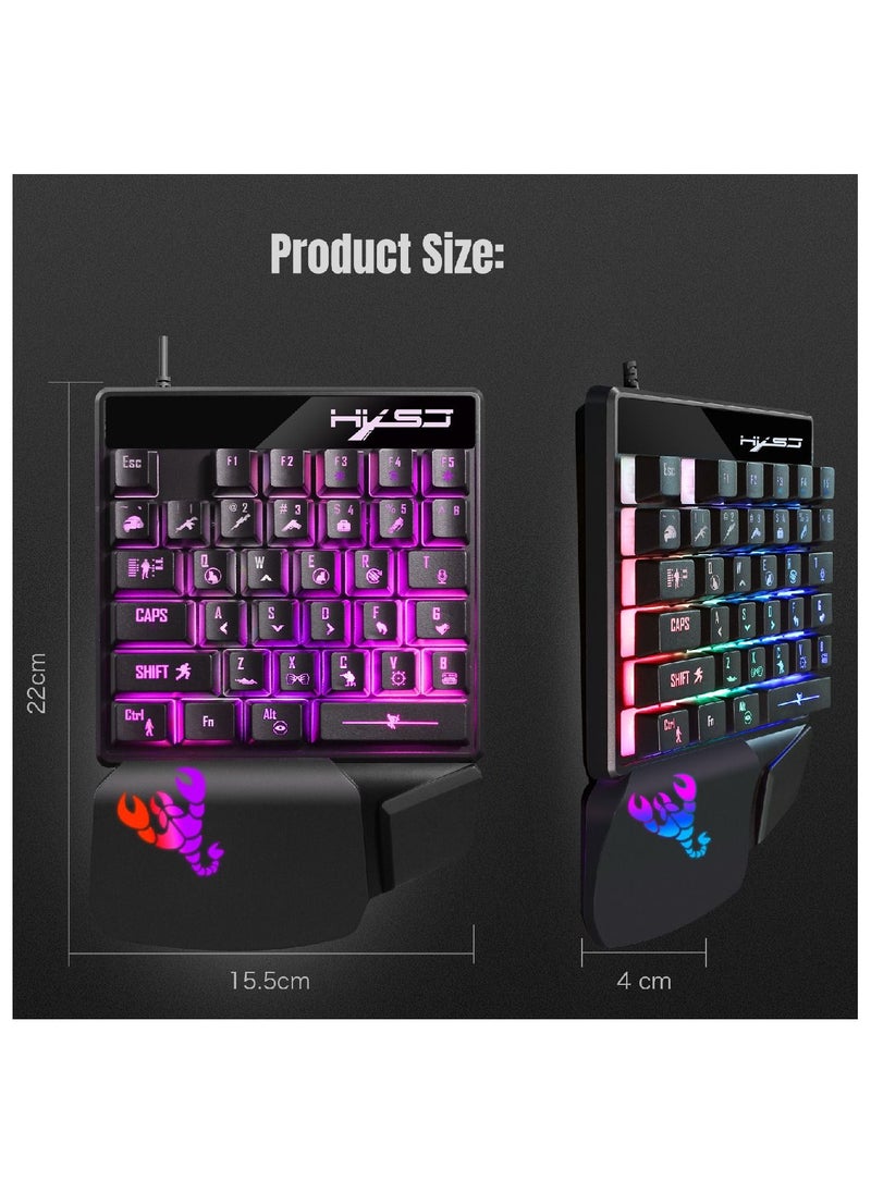 HXSJ - Back Light One-handed Non-mechanical Keyboard Black - Image 1