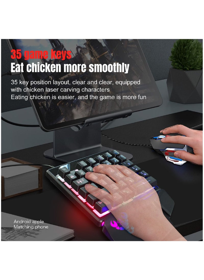 HXSJ - Back Light One-handed Non-mechanical Keyboard Black - Image 1