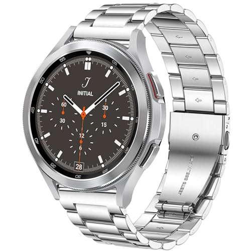 DEALELE Bands Compatible with Samsung Galaxy Watch 7 / FE / 6/6 Classic / 5/5 Pro / 4/4 Classic/Galaxy 3 41mm, 20mm Stainless Steel Metal Replacement Strap for Women Men (Silver) - Image 1