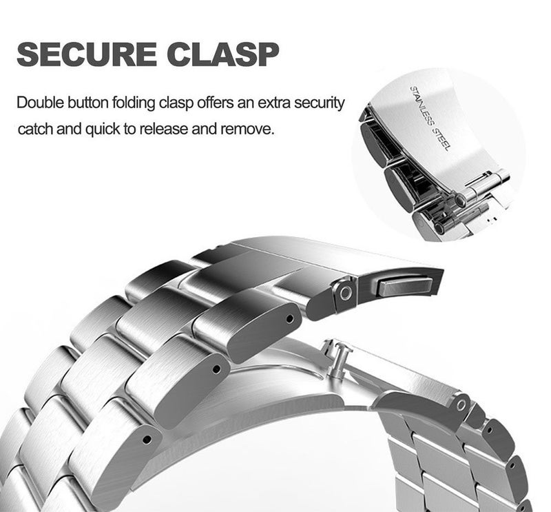 DEALELE Bands Compatible with Samsung Galaxy Watch 7 / FE / 6/6 Classic / 5/5 Pro / 4/4 Classic/Galaxy 3 41mm, 20mm Stainless Steel Metal Replacement Strap for Women Men (Silver) - Image 3