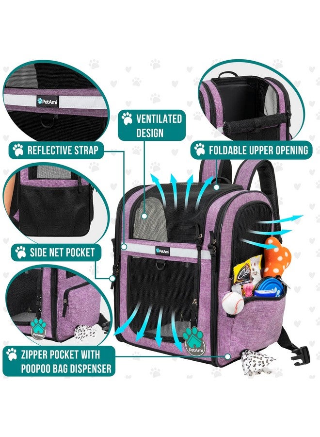 PetAmi Dog Backpack Carrier For Small Large Cat, Pet, Puppies, Ventilated Pet Hiking Backpack Travel Bag, Airline Approved Cat Backpack Carrier, Safety Back Support, Camping Biking, Max 18 lbs, Purple - Image 2