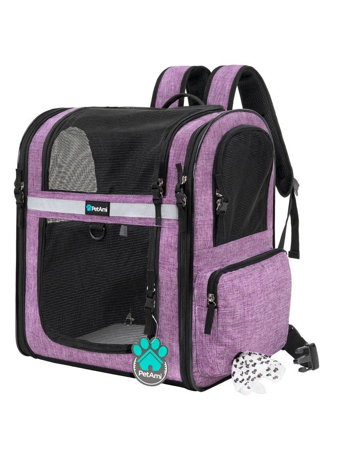 PetAmi Dog Backpack Carrier For Small Large Cat, Pet, Puppies, Ventilated Pet Hiking Backpack Travel Bag, Airline Approved Cat Backpack Carrier, Safety Back Support, Camping Biking, Max 18 lbs, Purple - Image 1