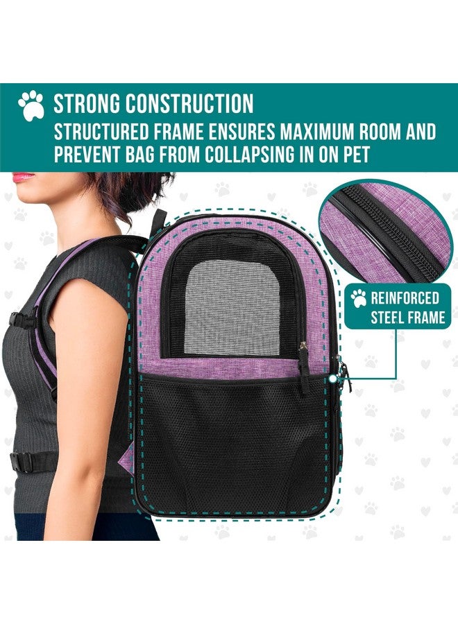 PetAmi Dog Backpack Carrier For Small Large Cat, Pet, Puppies, Ventilated Pet Hiking Backpack Travel Bag, Airline Approved Cat Backpack Carrier, Safety Back Support, Camping Biking, Max 18 lbs, Purple - Image 5