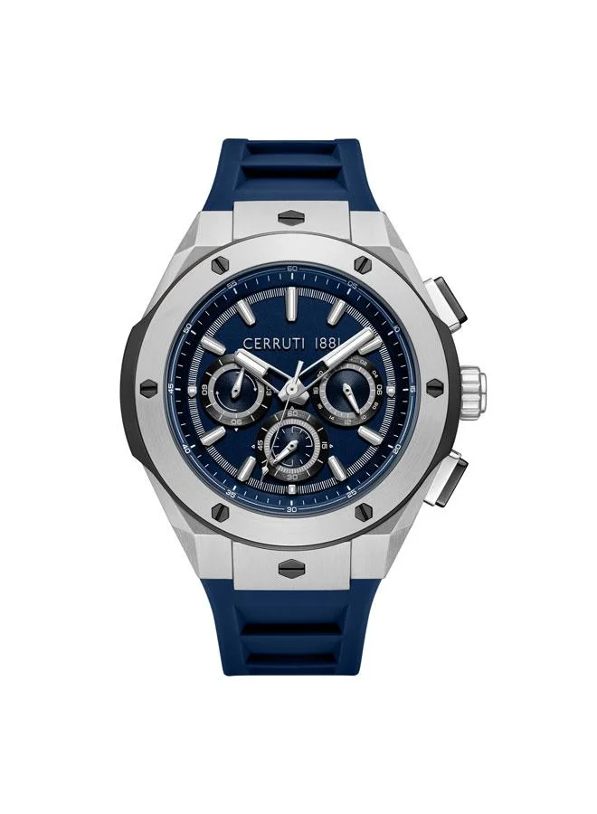 CERRUTI 1881 Ruscello 44mm Blue Dial Silicone Strap Multifunction Watch For Men