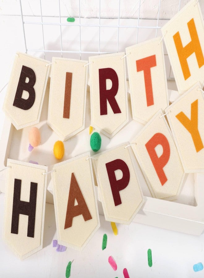 TERJIO Boho Felt Happy Birthday Banner - Bohemian Birthday Party Decorations,Boy Girl Birthday Felt Banner,Boho Happy Birthday Garland, Window Door Mantels Easy To Hang Decor - Image 3