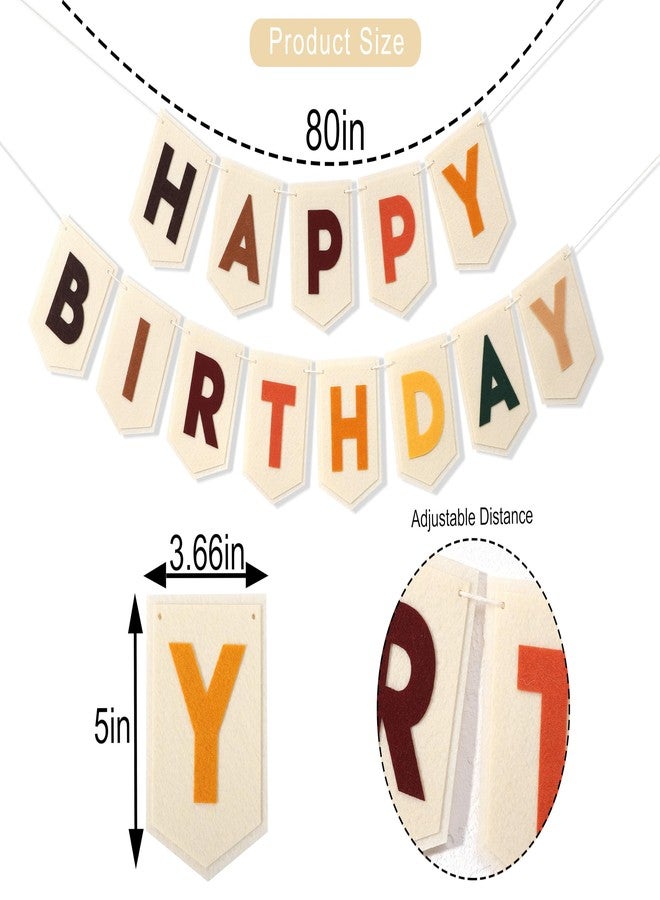 TERJIO Boho Felt Happy Birthday Banner - Bohemian Birthday Party Decorations,Boy Girl Birthday Felt Banner,Boho Happy Birthday Garland, Window Door Mantels Easy To Hang Decor - Image 2