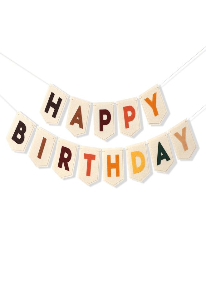 TERJIO Boho Felt Happy Birthday Banner - Bohemian Birthday Party Decorations,Boy Girl Birthday Felt Banner,Boho Happy Birthday Garland, Window Door Mantels Easy To Hang Decor - Image 1