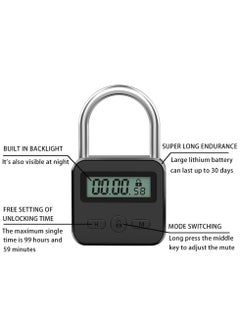 Generic Metal Timer Lock, USB Rechargeable Timer Padlock, LCD Display Multi Function Electronic Time, 99 Hours Max Timing  - Image 4