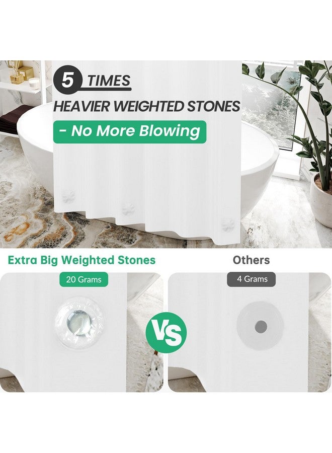 AmazerBath 48x72 Shower Curtain Stall, PEVA White Heavy Duty Shower Curtain with 2 Weighted Stones and 8 Grommet Holes - Image 2
