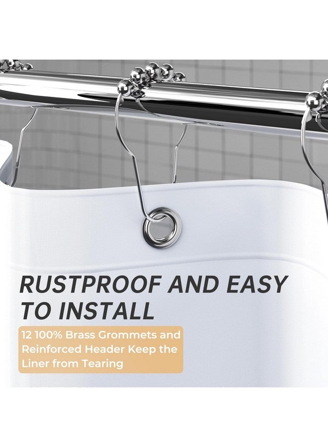 AmazerBath 48x72 Shower Curtain Stall, PEVA White Heavy Duty Shower Curtain with 2 Weighted Stones and 8 Grommet Holes - Image 5