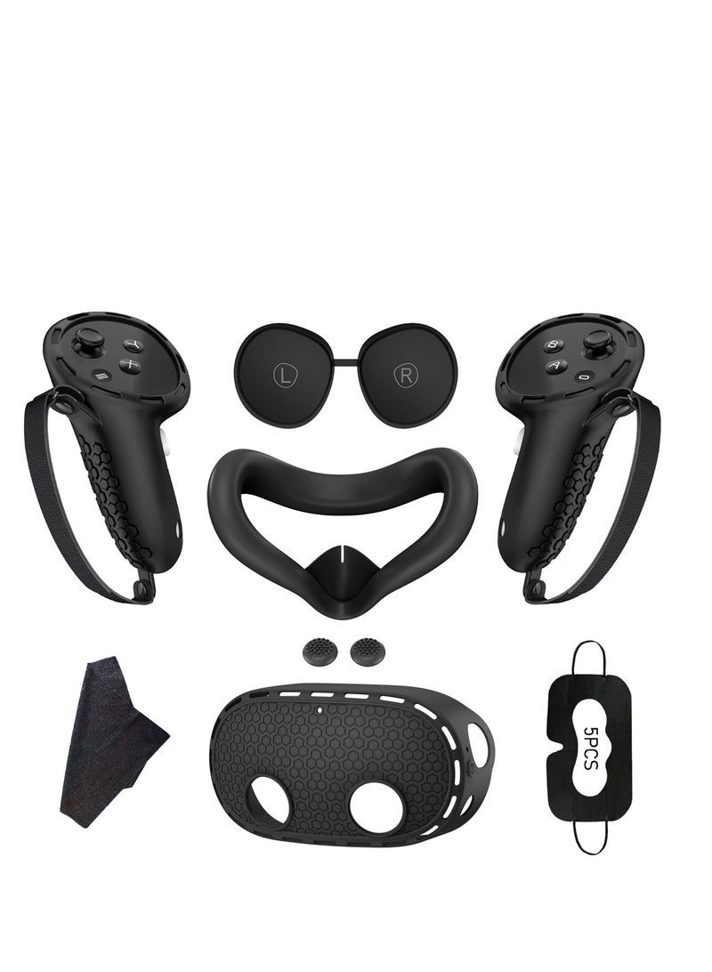 Silicone Cover Set Compatible with Meta Quest 3S Controller Grip Protective Cover Lens Cap Face Case Eye Mask VR Accessories  - Image 1