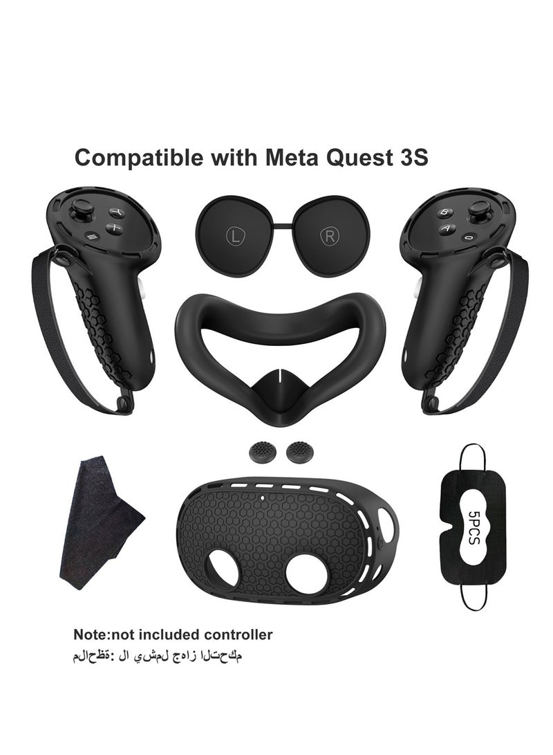 Silicone Cover Set Compatible with Meta Quest 3S Controller Grip Protective Cover Lens Cap Face Case Eye Mask VR Accessories  - Image 3