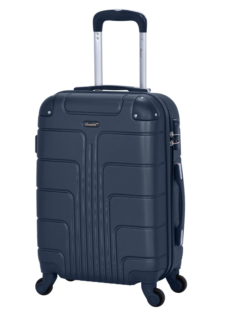 SENATOR Hard Case Travel Bag Cabin Luggage Trolley ABS Lightweight Suitcase with 4 Spinner Wheels A1012, Navy Blue
