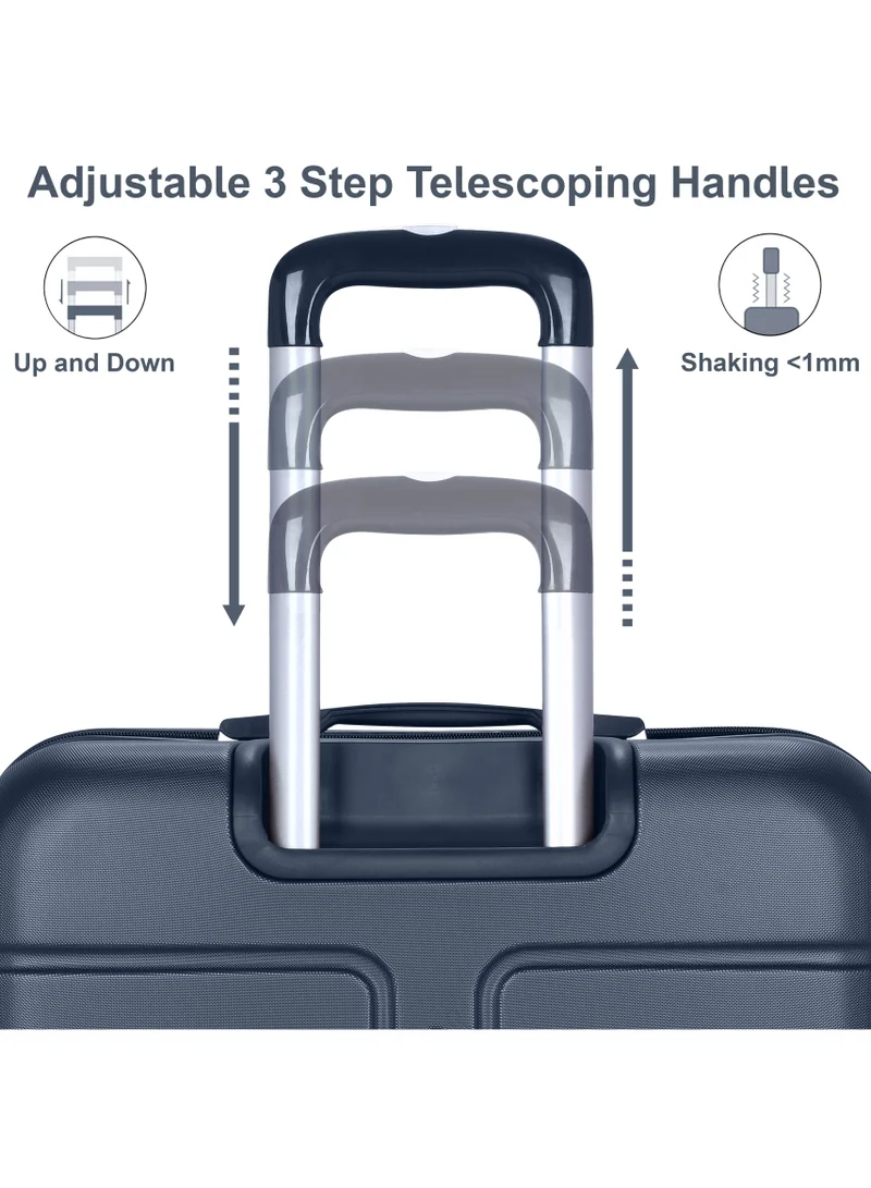 Senator Navy Blue Hard Case Travel Bag Cabin Luggage Trolley ABS Lightweight Suitcase with 4 Spinner Wheels A1012, Navy Blue  | Best Price UAE