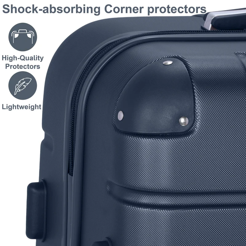 Senator Navy Blue Hard Case Travel Bag Cabin Luggage Trolley ABS Lightweight Suitcase with 4 Spinner Wheels A1012, Navy Blue  | Best Price UAE