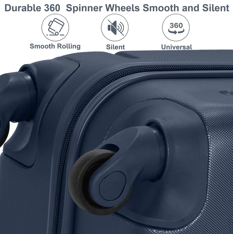 Senator Navy Blue Hard Case Travel Bag Cabin Luggage Trolley ABS Lightweight Suitcase with 4 Spinner Wheels A1012, Navy Blue  | Best Price UAE