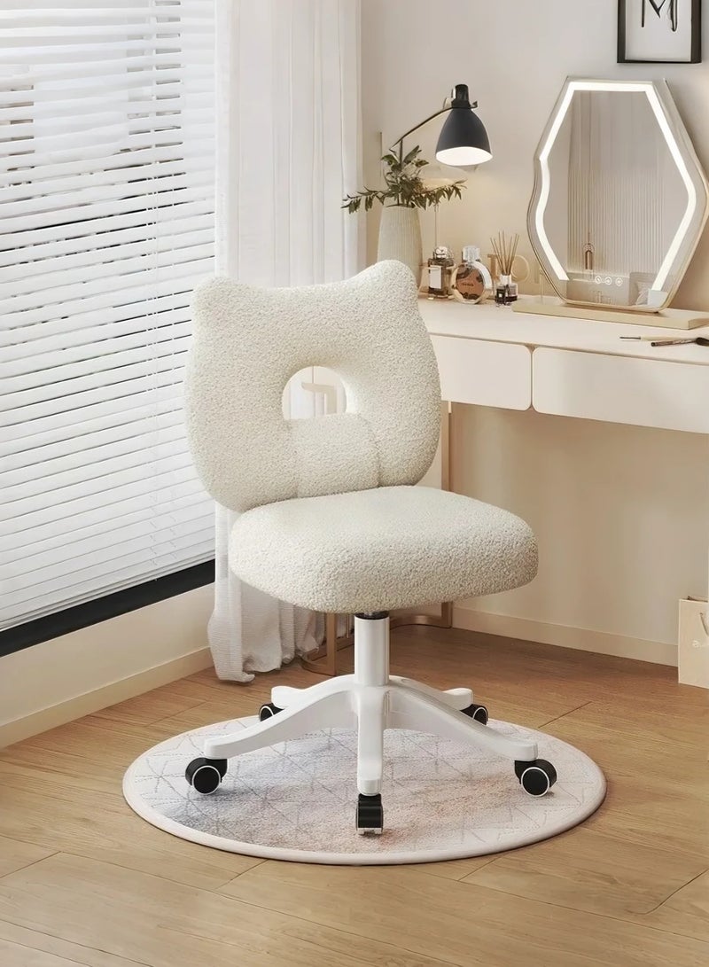 TELANPU Vanity Chair with Backrest, Adjustable Height Rolling Makeup Chair with Soft Padded Seat&5 PU Wheels, Vanity Stool for Home, Bedroom, Office and Dressing Room (White) - Image 1